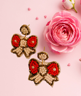 BOW TIE FABRIC EARRING